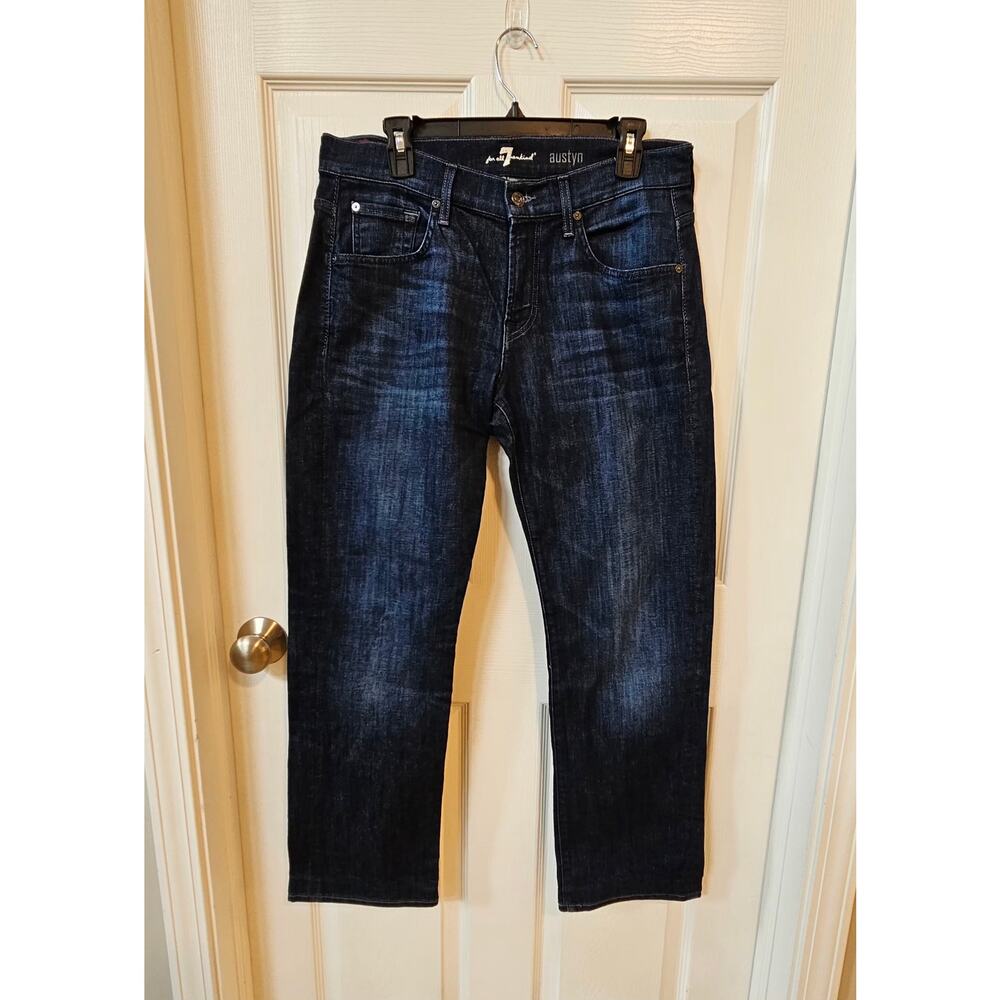 7 For All Mankind Austyn Jeans Men’s 33x30 Dark Wash Straight Leg Stretch Denim